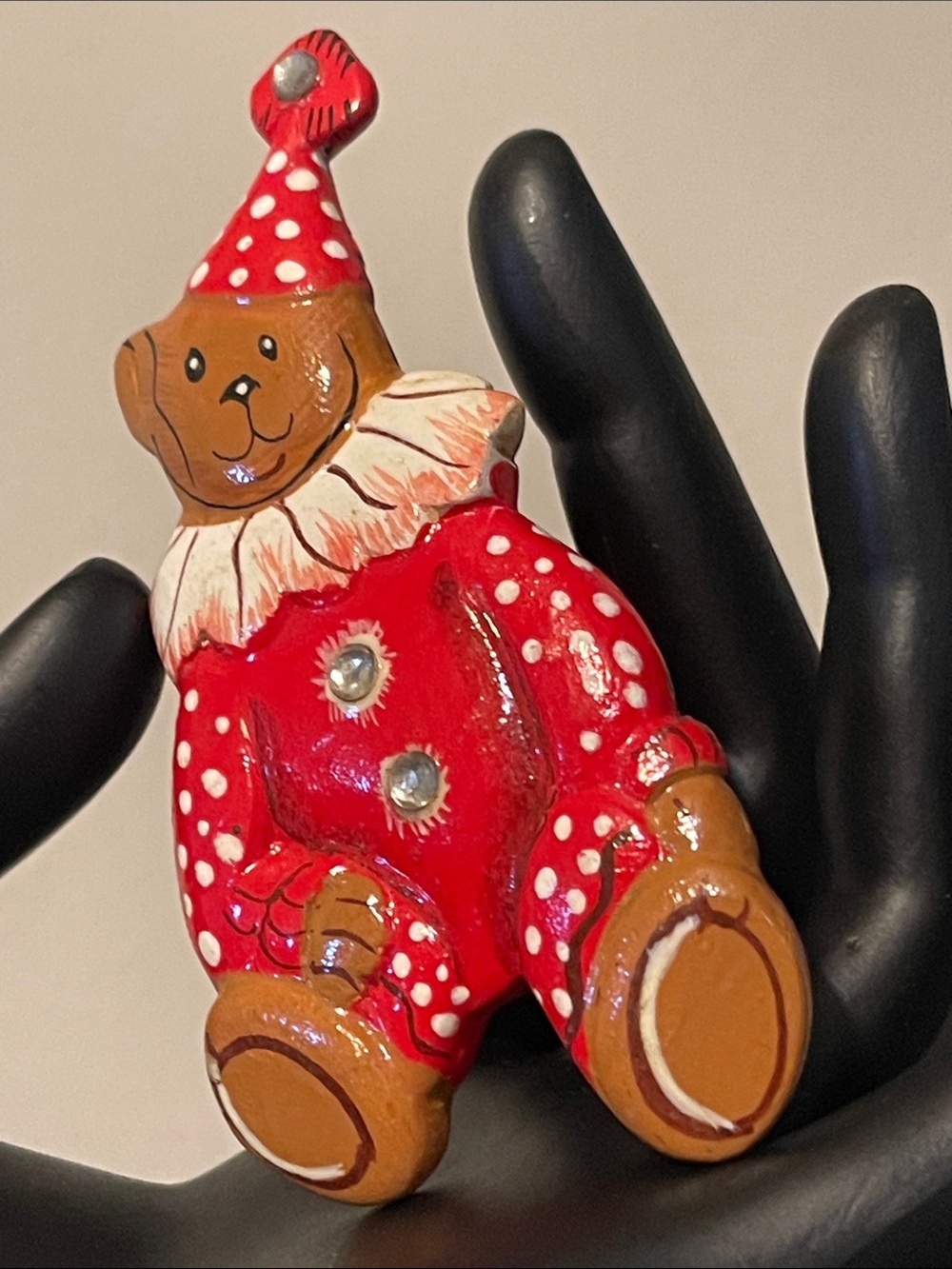 Vintage Handmade Teddy Bear Clown Brooch - Picture 3 of 8